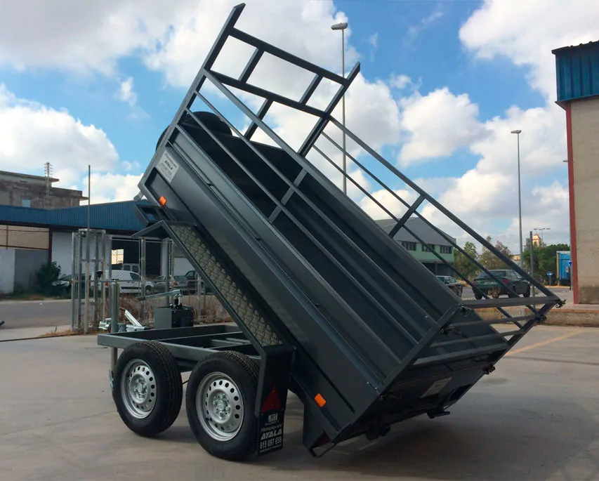 Remolque basculante hidráulico de 2 ejes con ruedas externas